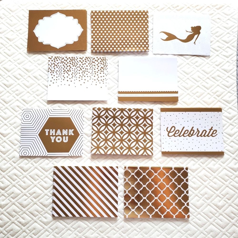 White & Gold Greeting Cards Set of 43